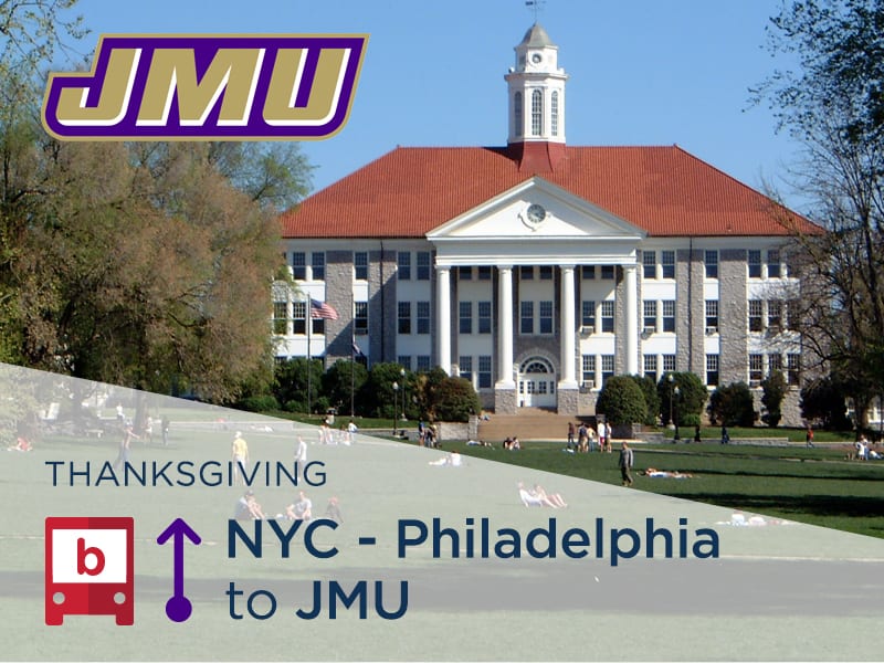 BreakShuttle Bus Tickets JMU from NYC and Philadelphia after Thanksgiving